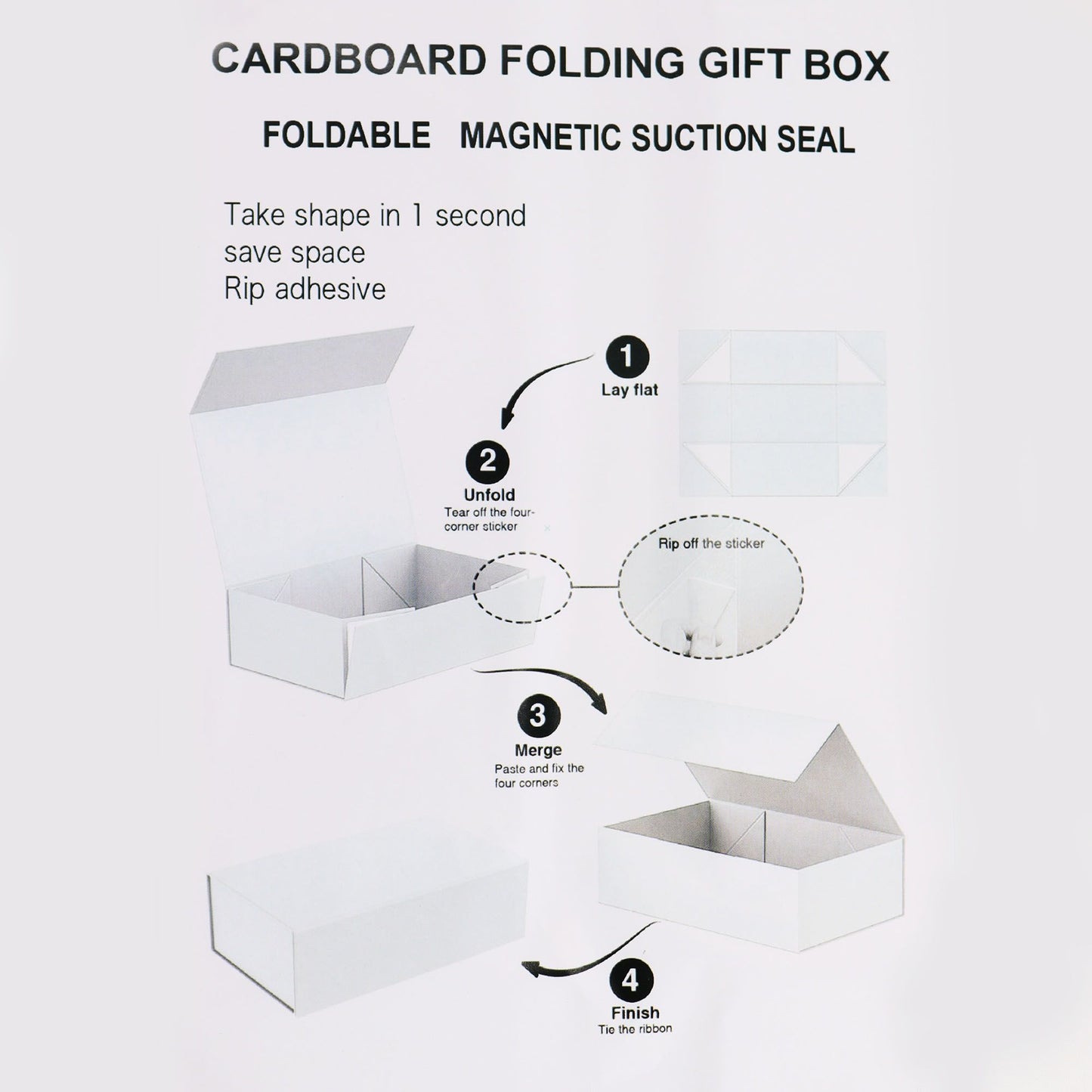 Flat Pack Gift Box - Large (28.2x20.2x9.2cm) - Red
